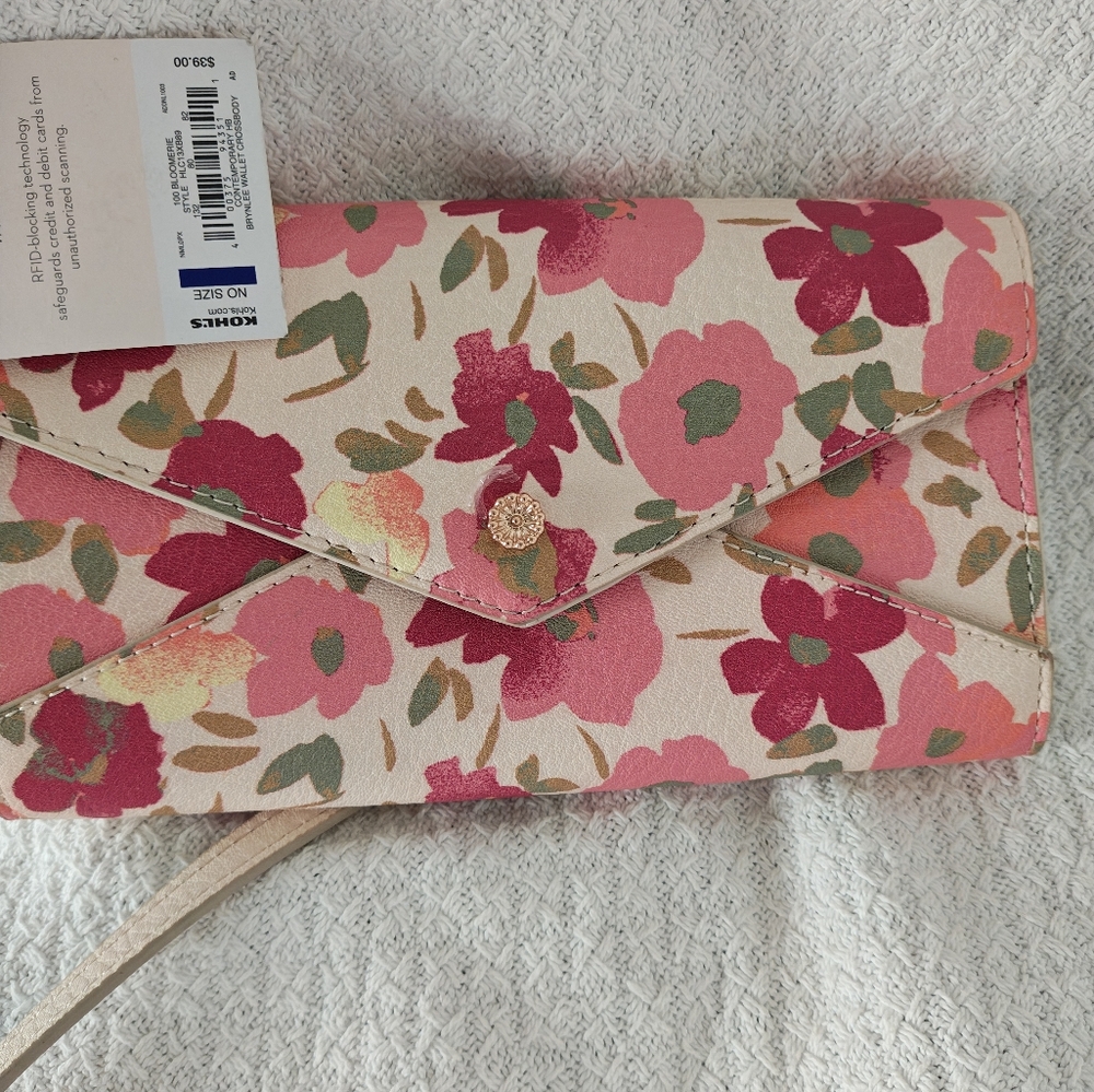 BRAND NEW Lauren Conrad flowered wallet with strap